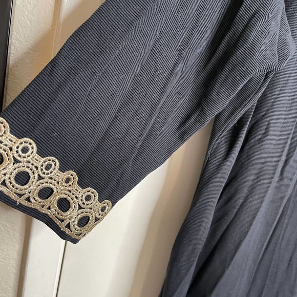 Charter Club Women's Plus Size 1x Tunic Top Black Gold Textured Ribbed 3/4 - Picture 3 of 4